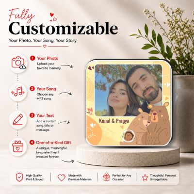 Gift for Girlfriend Boyfriend Cute Bear Theme Musical Fridge Magnet  UV Printed  Playable Music Feature Best Memorable Gift Decorative Magnet